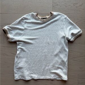 Loro Piana White Tee with Tan Trim